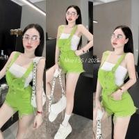 ราคา เอี๊ยมยีนขาสั้น ชายขาด กระเป๋าอก ผ้ายีนส์นิ่ม (51053299911)