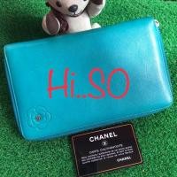 ราคา กระเป๋าสตางค์ “CHANEL”ซิปรอบหนังสีฟ้าปนเขียว สภาพดีค่ะ (2223089230)