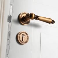 ราคา ล็อคประตูทองเหลืองโบราณมือจับประตูแม่เหล็กเงียบ (23159845202)