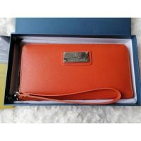 ราคา กระเป๋าสตางค์ ซิปรอบ ซาเฟียโน่ Louis Montini 'Evelyn Collection' Saffiano Zip-around Wallet for Women สีส้ม มือสอง (9550457519)