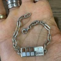 ราคา สร้อยข้อมือเงินแท้925 Guess กว้าง10มม. ยาว7นิ้ว (23733247093)
