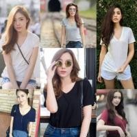 ราคา ลดล้างสต๊อก เสื้อคอวีมีกระเป๋าหน้าแขนสั้น เต็มตัว (ผ้าเรย่อน) ทรงยอดฮิต (7419581545)