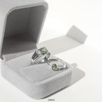 ราคา แหวนคู่สไตล์วินเทจ เงินเเท้ 925 ฝังพลอยแท้เขียวส่องบางกะจะ (Green Sapphire) (42717265390)