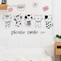 ราคา Please Smile สติ๊กเกอร์ลายการ์ตูนแมวสําหรับติดตกแต่งผนังบ้าน (7046463101)