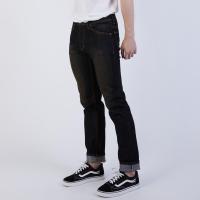 ราคา Pom N Jeans กางเกงยีนส์ชายขากระบอกเล็กผ้ายืดฟอกสีสนิมดำ(sizeเอว 28-36) (8726626676)