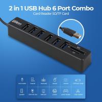 ราคา 6 พอร์ต USB Hub 2.0 ความเร็วสูงสูงสุด 480Mbps สําหรับ USB / Flash Disk / เมาส์ / USB / คีย์บอร์ด / ฮาร์ดดิสก์ / เครื่องอ่านการ์ด (22888490859)