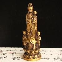 ราคา Copper Feng Shui Guanyin Bronze Statue of Buddha Standing Holding The Child Bodhisattva Home Living (56752925849)