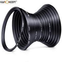 ราคา K&F CONCEPT 18pcs Camera Lens Filter Step Up/Down Adapter Ring Set 37-82mm 82-37mm for Canon Nikon Sony DSLR Camera Len (27816987545)