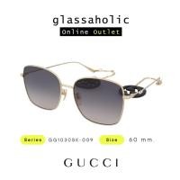 ราคา [รุ่นฮิตพิเศษ] แว่นกันแดด GUCCI รุ่น GG1030SK-009 ทรงเหลี่ยม ดีไซน์คลาสสิก สีทอง มีตุ้มโลโก้แบรนด์ (27868572862)