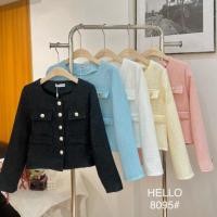 ราคา เสื้อทวิตแขนยาว คอกลม แต่งกระเป๋าหลอกด้านหน้า ผ้ามีกากเพชรในตัว #H8095 (25109547944)
