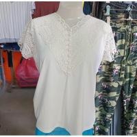 ราคา เสื้อยืดสีขาวครีม แขนสั้น ด้านหน้าเสื้อแต่งด้วยผ้าลูกไม้และกระดุม ส่วนแขนเป็นผ้าลูกไม้ ผ้ายืดนิ่มใส่สบายไม่ร้อนค่ะ (29882250056)