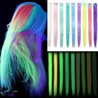 ราคา SWIFTSAVER แฮร์พีชตรงยาว, เรืองแสงใน Dark Rainbow Luminous Hair Extensions, DIY Natural Neon ผมปลอมไม่มีรอยต่อสีสังเคราะห์ผม Party (52702046216)