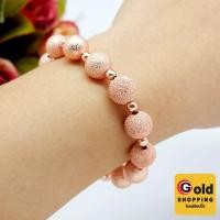 ราคา สร้อยข้อมือนากลายเม็ดบอลพ่นทราย ความยาว 7 นิ้ว ข้อมือนาค ชุบนาก พิ้งค์โกลด์ ใส่แทนของแท้ได้ (55553439891)