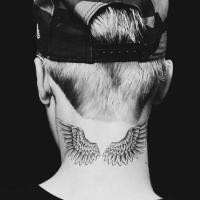 ราคา รอยสักพื้นฐานใช้เวลา 5-7 วันสักชั่วคราว Justin Bieber Angel Wing Neck Tattoo สติ๊กเกอร์รอยสักสไตล์มินิมอล - TISART2 (57401550857)