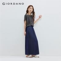ราคา GIORDANO WOMEN Elastic waist back slit long denim skirt 18465206 (42900817832)