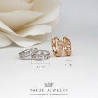 ราคา ต่างหูห่วง ฝังคริสตัลแท้เพชรกลม Round Brilliant Shape มี2สี ขนาดพอเหมาะ ตุ้มหู เครื่องประดับ ValueJewelry ER8021 ER8022 (6362059673)