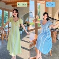 ราคา เดรสยาวผ้าบับเบิ้ลแต่งลูกไม้แขนตุ๊กตา สม็อคหลังฟรีไซส์ยืดได้เยอะใส่สบาย มีทั้งหมด4สี:เขียว/ฟ้า/ขาว/ดำ(พร้อมส่ง) (26827459901)