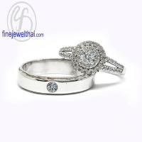 ราคา Finejewelthai-แหวนคู่-แหวนเพชร-แหวนเงินแท้-เพชรสังเคราะห์-แหวนแต่งงาน-ชุบทองคำขาว-R1086-1210cz (26417877781)