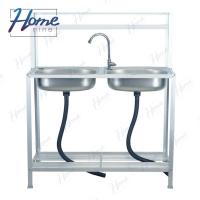 ราคา HOMENINE ซิ้งค์ล้างจาน อ่างล้างจาน สแตนเลส A 2หลุม 2ชั้น มีบน โครงอลูมิเนียม (28712205674)