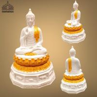 ราคา AMU]O1พระพุทธรูปปางประทานพร ศิลปะอินเดีย ฐาน 12 ราศี เนื้อเรซิ่น สีขาวทาทอง ขนาดหน้าตัก 5 นิ้ว สูง 11 นิ้ว ผู้ใดเกิดปีชง (22445804102)