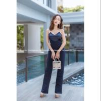 ราคา จั้มสูทขายาวทรงสวยสีกรม ชุดจั้มสีกรมท่าออกงาน Whitegardenข (4414574152)