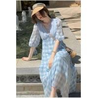 ราคา ❤ K1199 # ชุด ผู้หญิงลายสก๊อตเย็บปะติดปะต่อกันชุด Pregan (24233873500)