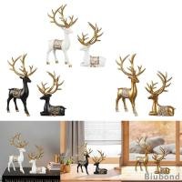ราคา [Biubond] 2 ชิ้น Elk รูปปั้นเรซิ่น Reindeer ประติมากรรมของขวัญวันวาเลนไทน์กวางตุ๊กตาสัตว์สําหรับโต๊ะเดสก์ท็อป Farmhouse Office (51154303674)