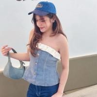 ราคา เกาะอกjeans สุดคิ้ววววว ด้านหลังเป็นสม๊อคผูกโบว์ 350 บาท ผ้ายีนส์หนามากกกก สีฟอกเฟดอ่อน (22562227341)