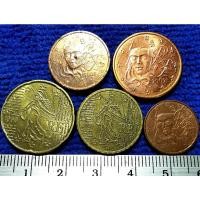 ราคา เหรียญ​ต่างประเทศ​ ฝรั่งเศส​ France, ยูโร​ Euro, ชุด​ 1,2,5,10,20 Euro Cent, ใช้แล้ว, #​407 (15411031825)