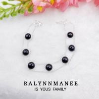 ราคา BC010 สร้อยข้อมือนิลแท้ ( Natural Onyx ) ตัวเรือนเงินแท้ 925 ชุบทองคำขาว ความยาวฟรีไซส์ 18 - 20 ซม. (19655171334)