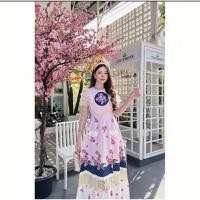 ราคา เดรสยาวลายดอกไม้ สีชมพูอมม่วง ชายระบาย งานป้ายCHALITA [3XL] สาวอวบ ไซส์ใหญ่ (27304632282)