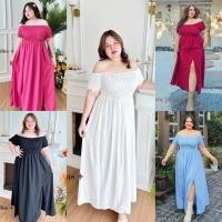 ราคา ✅ /AN/ เดรสสาวอวบ แม็กซี่เดรส ผ่าหน้า2ด้าน สม็อครอบตัวบน ใส่ได้2แบบ #เสื้อผ้าไซส์ใหญ่ สาว อ้วน พลัสไซส์ (24015068894)