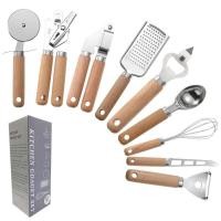 ราคา Cooking Utensils Set With Wooden Handle Can Opener Baking Set Cooking Tool Kitchenware Pizza Peeler Cheese Knife Kitchen (23484636003)