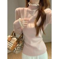 ราคา NZN สไตล์เกาหลีครึ่งคอเต่าลูกไม้ฐานแขนยาวถักเสื้อกันหนาวผู้หญิงบางเสื้อแขนยาว (29570791644)