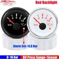 ราคา 2"52mm Oil Pressure Gauge+Sensor 1/8NPT Red Backlight Oil Press Meter with Flashing Alarm for Auto (57304129602)
