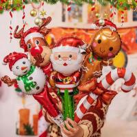 ราคา 5/10/20 ชิ้นคริสต์มาสฟอยล์บอลลูน Santa Claus Candy Gingerbread Man Stick บอลลูนแถบคาดศีรษะผมวงบอลลูนตกแต่งคริสต์มาส (51350079683)