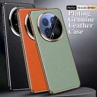 ราคา ซองหนังต้นฉบับสําหรับ HONOR MAGIC 8 PRO MAGIC8 ชุบหนังวัวแท้ลายลิ้นจี่ป้องกันเลนส์กันกระแทกปกแข็ง (47603228605)