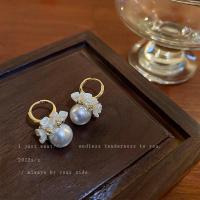 ราคา เกาหลีเชลล์ตะกร้าดอกไม้ต่างหูมุกหญิงเพชรดอกไม้ขนาดเล็กแสงหรูหราซอกอ่อนโยนหูหัวเข็มขัด (29715500635)