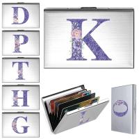 ราคา ผู้ถือบัตร unisex กระเป๋าสตางค์มินิบางเฉียบรูปแบบกรณีบัตรเครดิต Travelbag เปลือกแข็งโลหะเครดิตพิมพ์สีม่วง (42321562656)