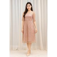 ราคา ชุดไปงานแต่งผู้หญิงแขนสั้น ชุดออกงานสีชมพู กลิตเตอร์ เรียบหรูดูแพง Mก2Xก (44159436336)