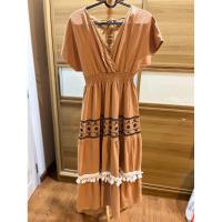 ราคา เดรสผ้าลินินมือสอง สีส้ม (18882702978)