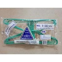 ราคา [ร้านสำเพ็ง2] ไม้แขวนเสื้อไทยโอลิมปิก ไม้แขวนเสื้อ3ห่วง ตราไทย5ห่วง ลวดหุ้มพลาสติก No.3 (ราคาต่อแพค = 12ชิ้น) (4842887839)