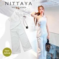 ราคา [Nittaya] เซตเสื้อขาวไหล่เดียว+กางเกงขายาวว้าวเอวเล็ก (21655006748)