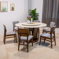 ราคา ชุดโต๊ะอาหาร โต๊ะอาหารหินอ่อนกลม หน้าท็อปหินสังเคราะห์ ลายหินอ่อน ท็อปสองชั้น สามารถหมุนได้ (8987848684)