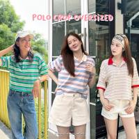 ราคา เสื้อโปโลคอปก ผ้าลายทาง โปโลครอปโอเวอร์ไซส์ (27941895996)