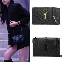 ราคา YSL/Saint Laurent/โลโก้/โซ่/หนัง/ถุงซอง/กระเป๋าสะพาย/ของแท้ 100% (27304560414)