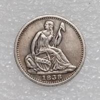 ราคา งานฝีมือโบราณอเมริกัน 5 US Cents พร้อมธง 1838-1873 เหรียญที่ระลึกชุบเงินทองแดง 12 * 23----//// (53953544849)