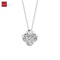 ราคา NGG Dazzling Diamond 18K White Gold Diamond Success Clover Necklace - สร้อยคอเพชรแท้ (มีใบรับประกัน) (19177163122)