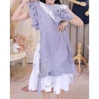 ราคา เดรสลายทางสีม่วงเข้ม งานป้าย Valley girl sizeS ***มือ1ป้ายห้อย (17711336772)