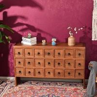 ราคา เฟอร์นิเจอร์ไม้สักห้องนั่งเล่นไทยวินเทจ Xuanguan ห้องโถงตู้ไม้เนื้อแข็งแกะสลักหลายลิ้นชักพาร์ติชันตู้ตกแต่งตู้ (26782974685)